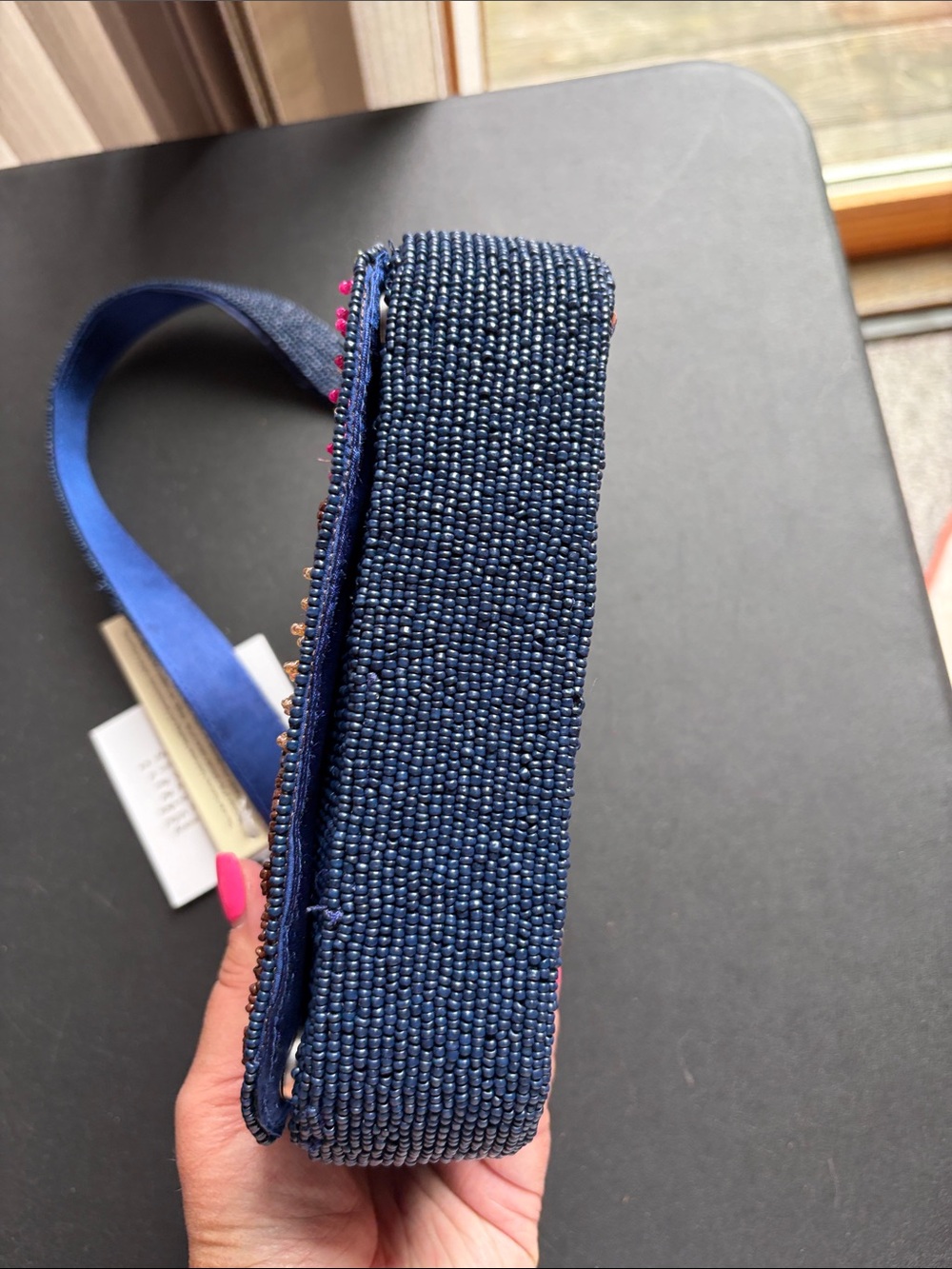 From India to You Beaded Paris Motif Shoulder Bag - Navy - Picture 7 of 11